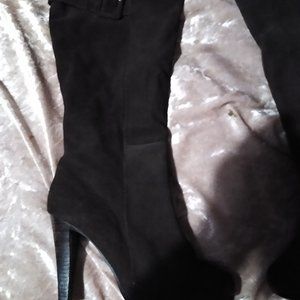 Knee boots. Real suede / fox fur.
